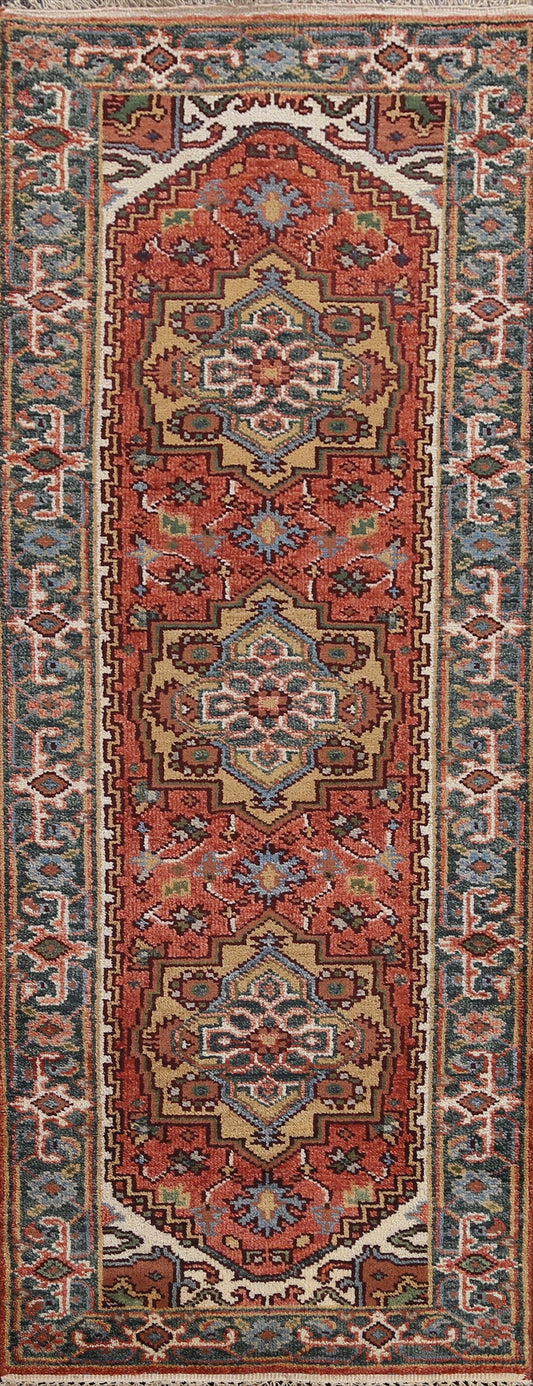 Wool Handmade Heriz Serapi Oriental Runner Rug 3x8