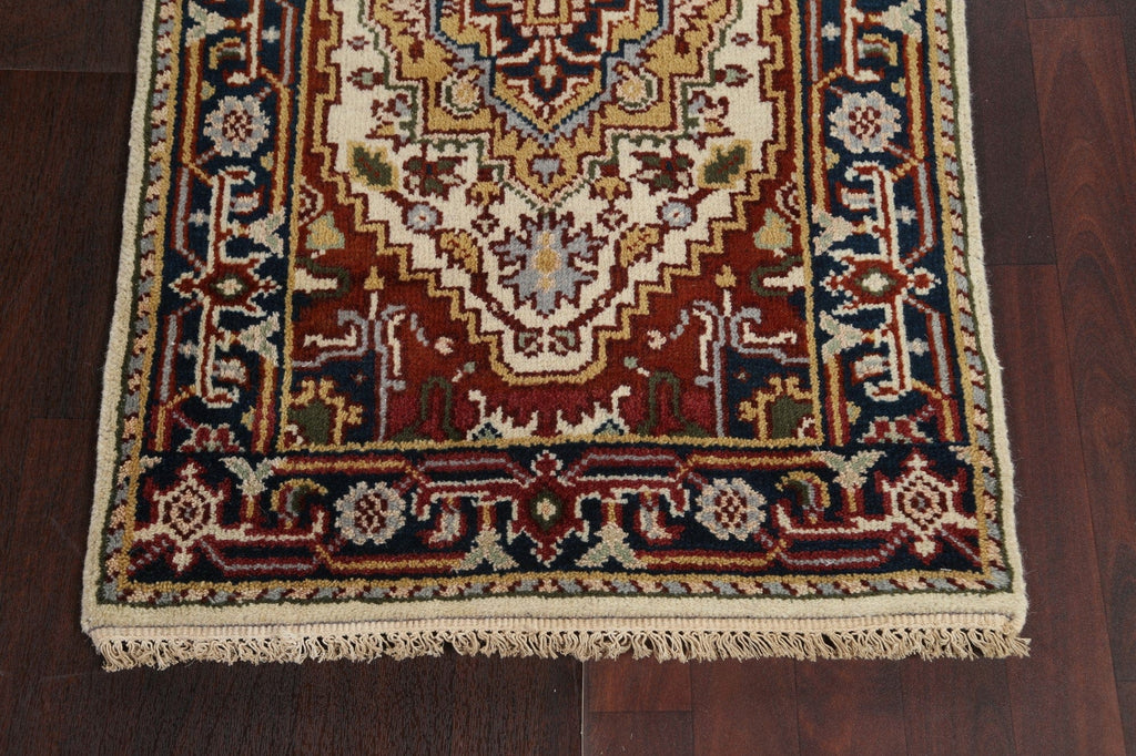 Hand-Knotted Heriz Serapi Oriental Runner Rug 3x10