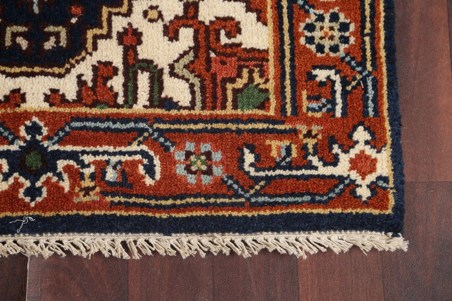 Navy Blue Heriz Serapi Oriental Runner Rug 2x8