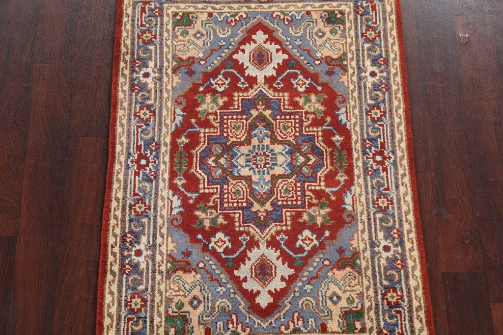 Geometric Red Wool Heriz Serapi Oriental Rug 3x5