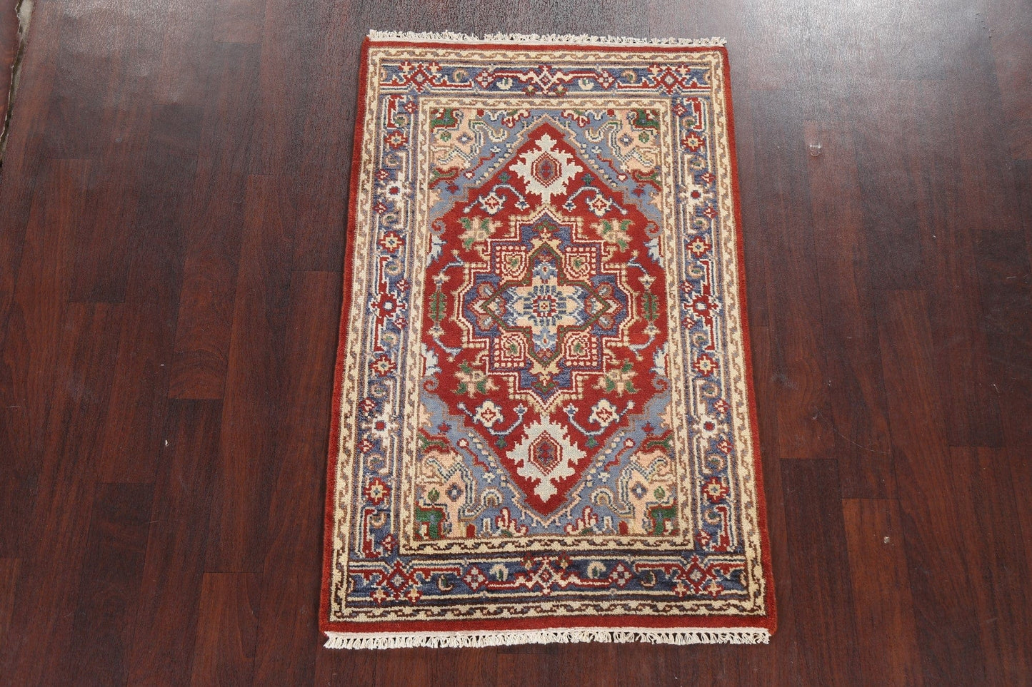 Geometric Red Wool Heriz Serapi Oriental Rug 3x5