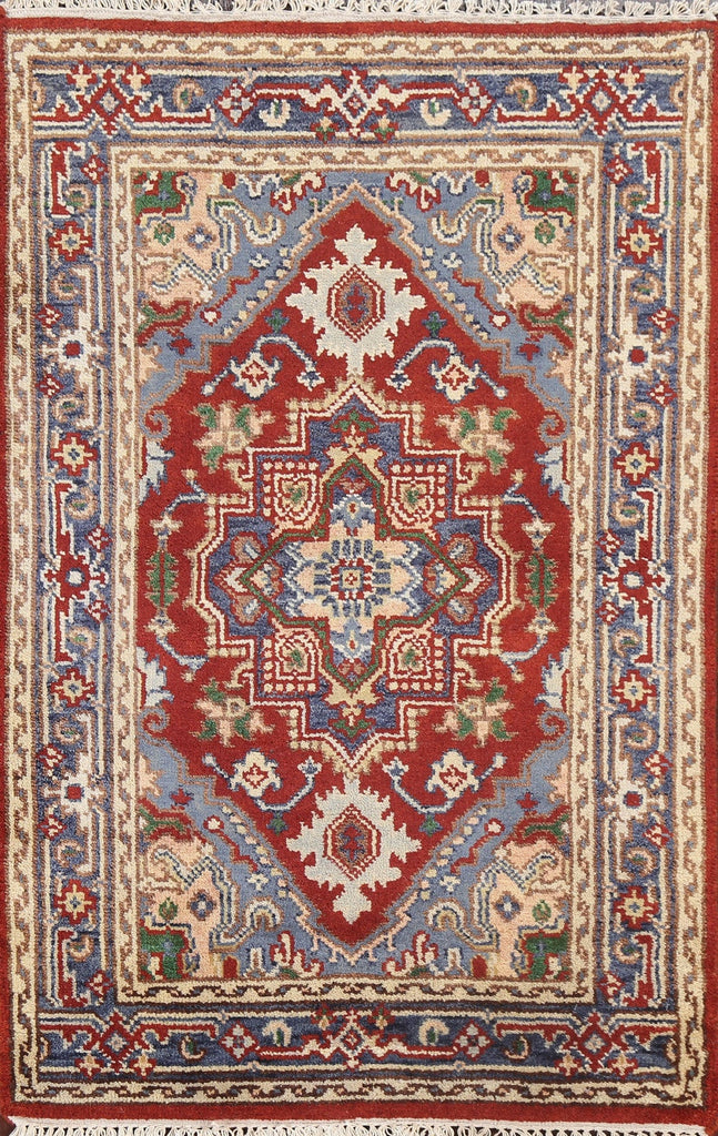 Geometric Red Wool Heriz Serapi Oriental Rug 3x5