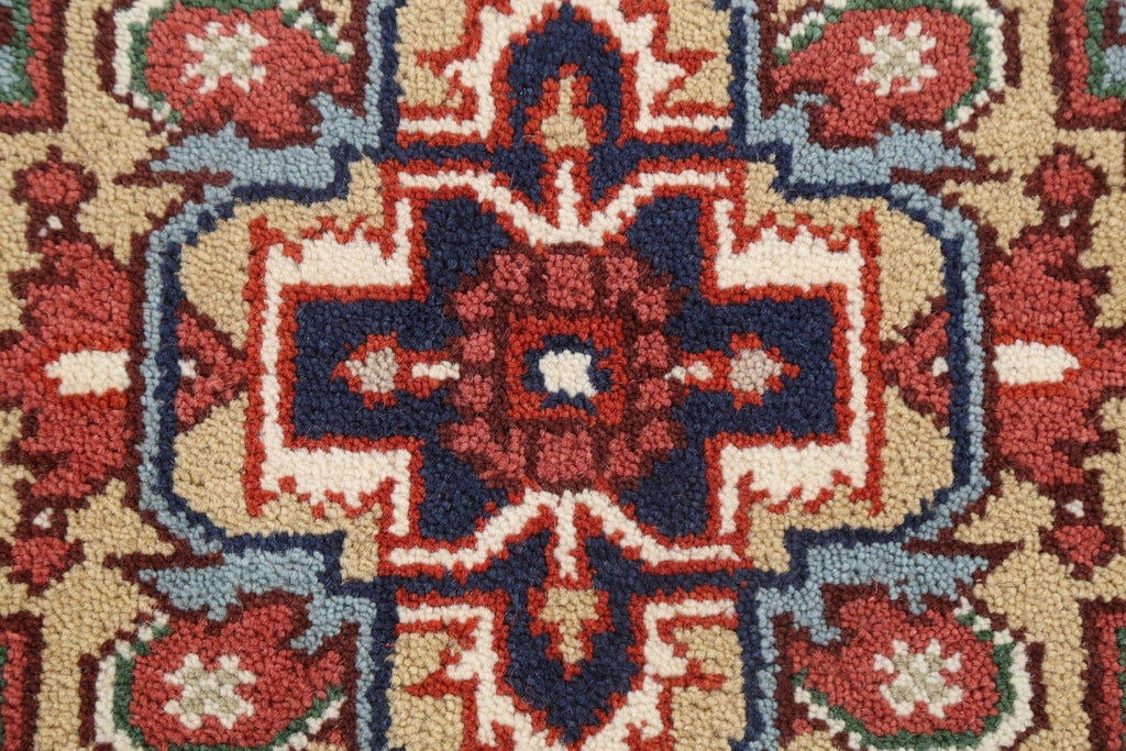 Light Blue Geometric Heriz Serapi Oriental Wool Rug 3x5