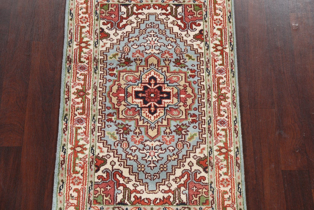 Light Blue Handmade Heriz Serapi Oriental Rug 3x5