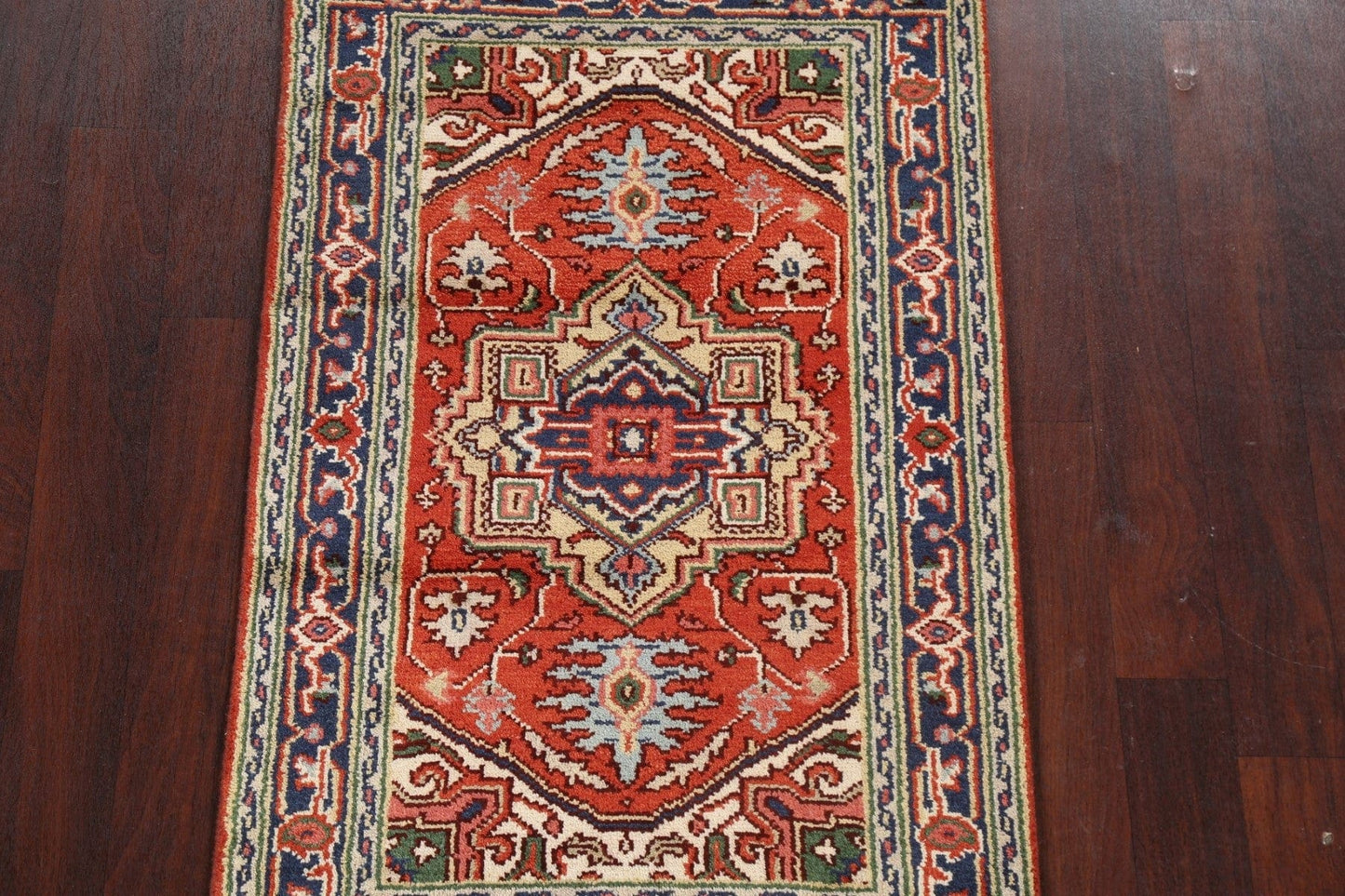 Red Geometric Heriz Serapi Oriental Wool Rug 3x5