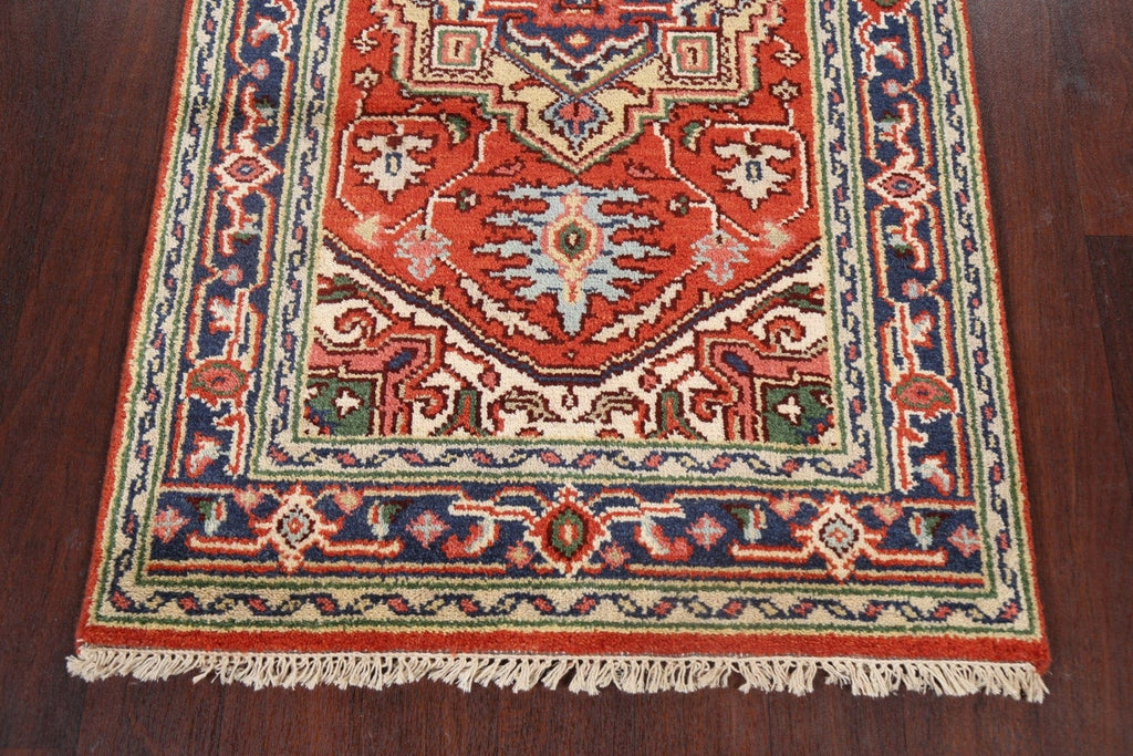 Red Geometric Heriz Serapi Oriental Wool Rug 3x5