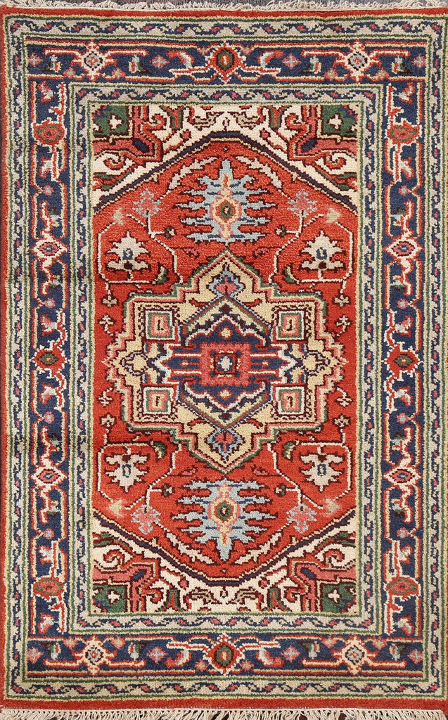 Red Geometric Heriz Serapi Oriental Wool Rug 3x5