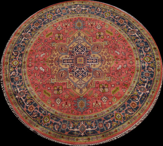 Handmade Wool Heriz Serapi Oriental Round Rug 10x10