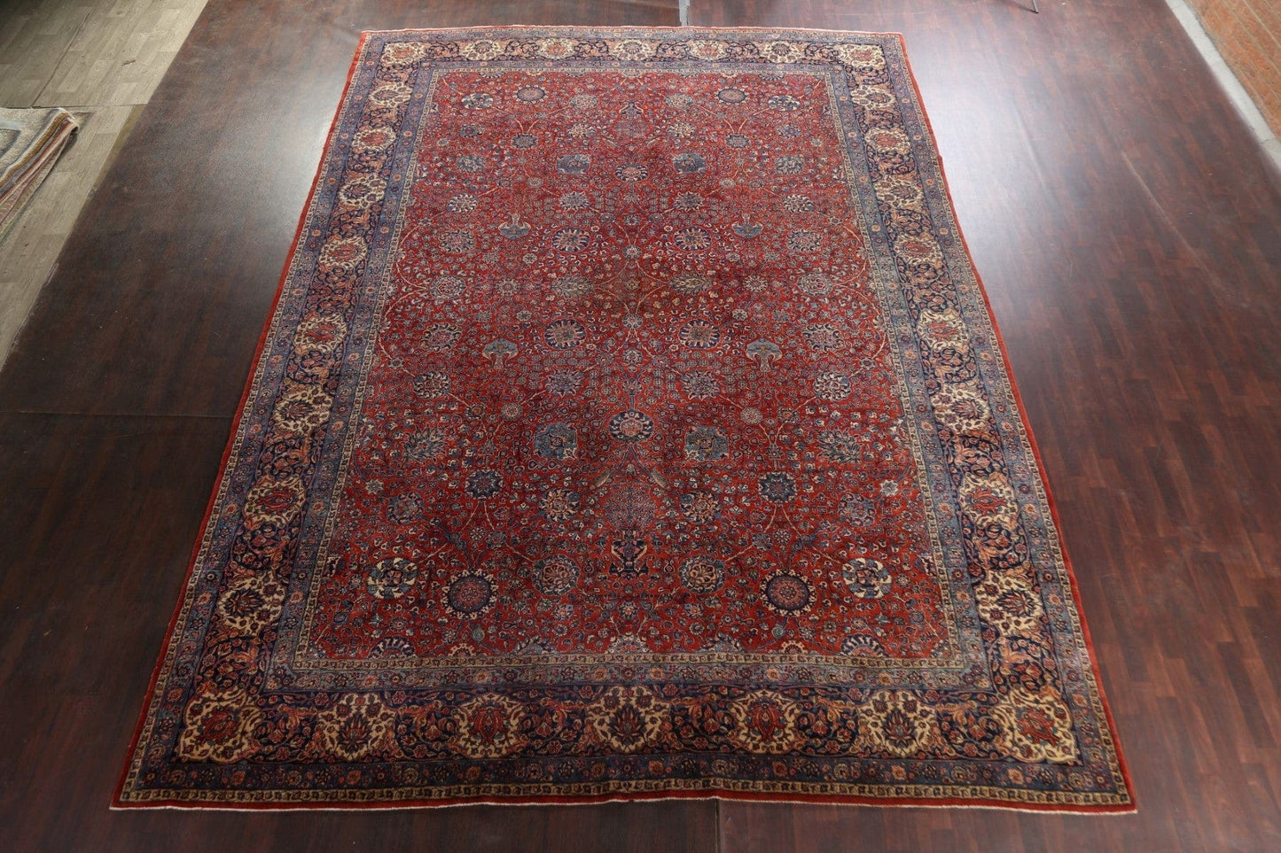 Antique Red Vegetable Dye Sarouk Persian Rug 13x18