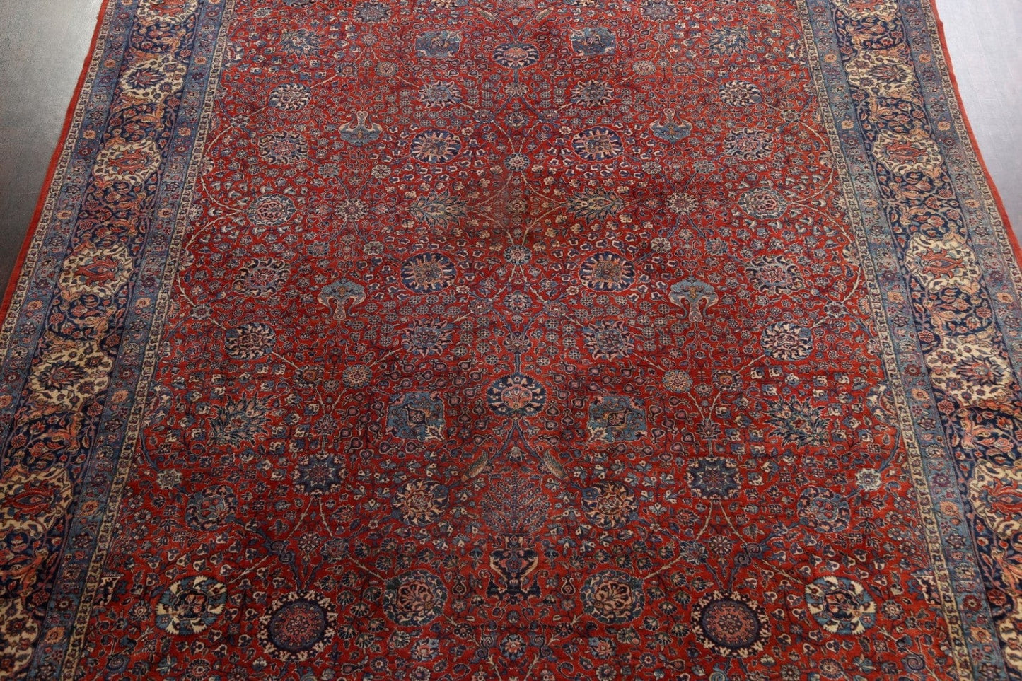 Antique Red Vegetable Dye Sarouk Persian Rug 13x18