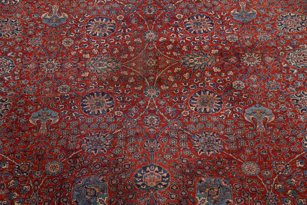 Antique Red Vegetable Dye Sarouk Persian Rug 13x18