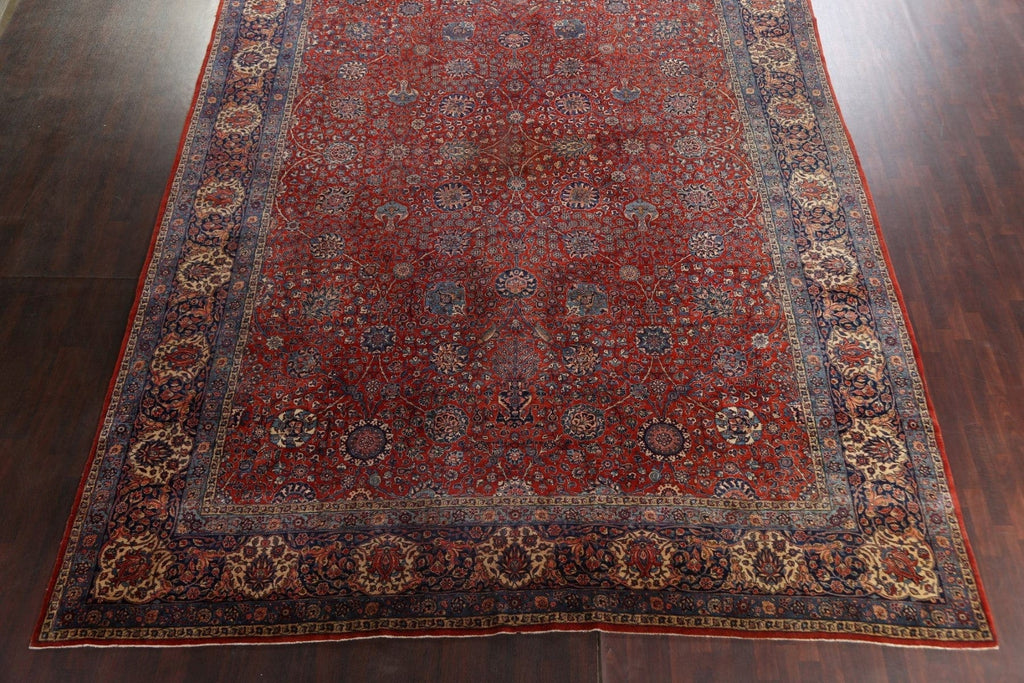 Antique Red Vegetable Dye Sarouk Persian Rug 13x18