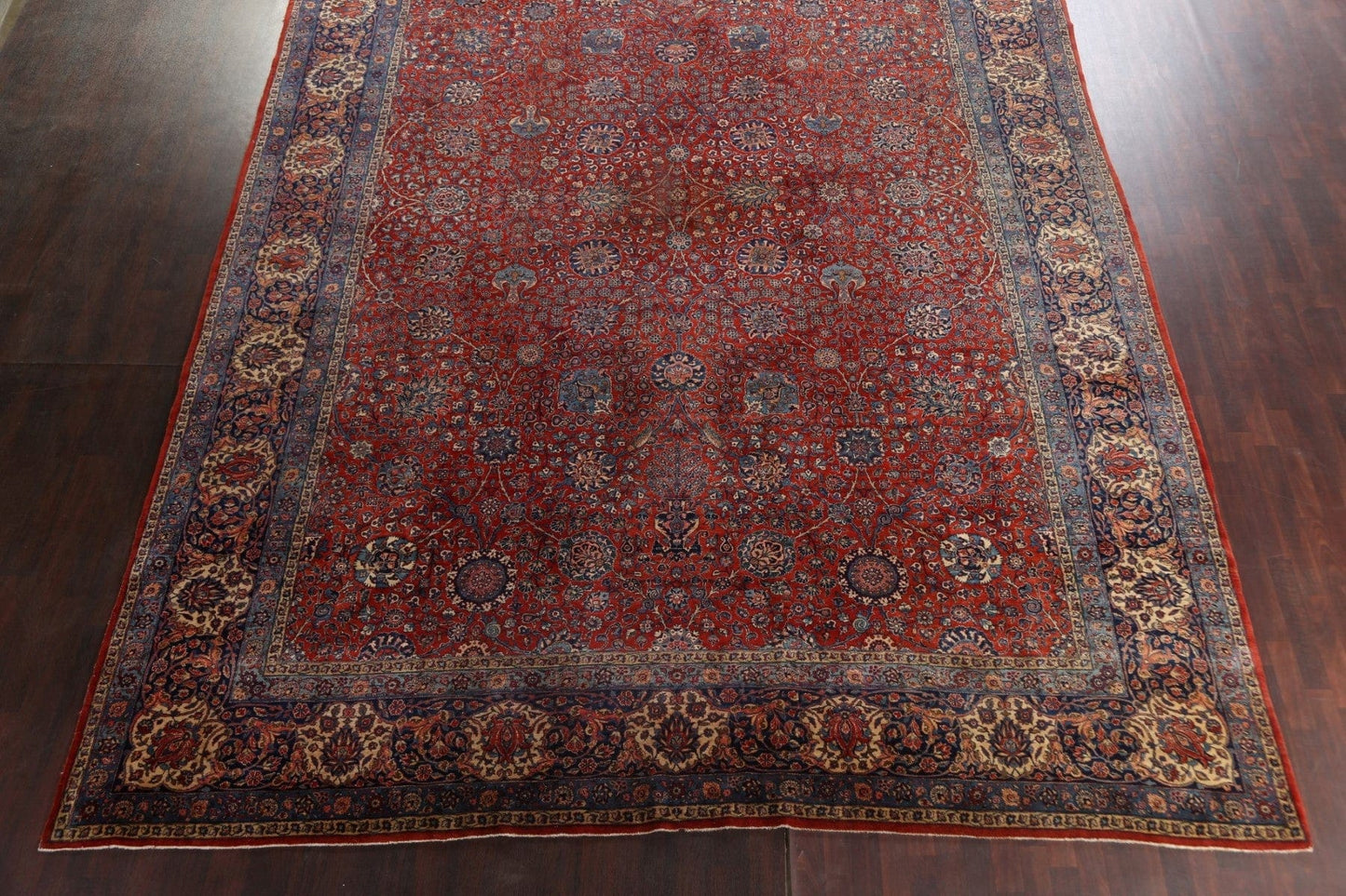 Antique Red Vegetable Dye Sarouk Persian Rug 13x18