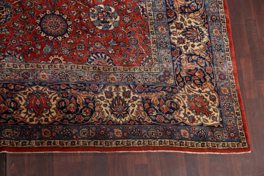 Antique Red Vegetable Dye Sarouk Persian Rug 13x18