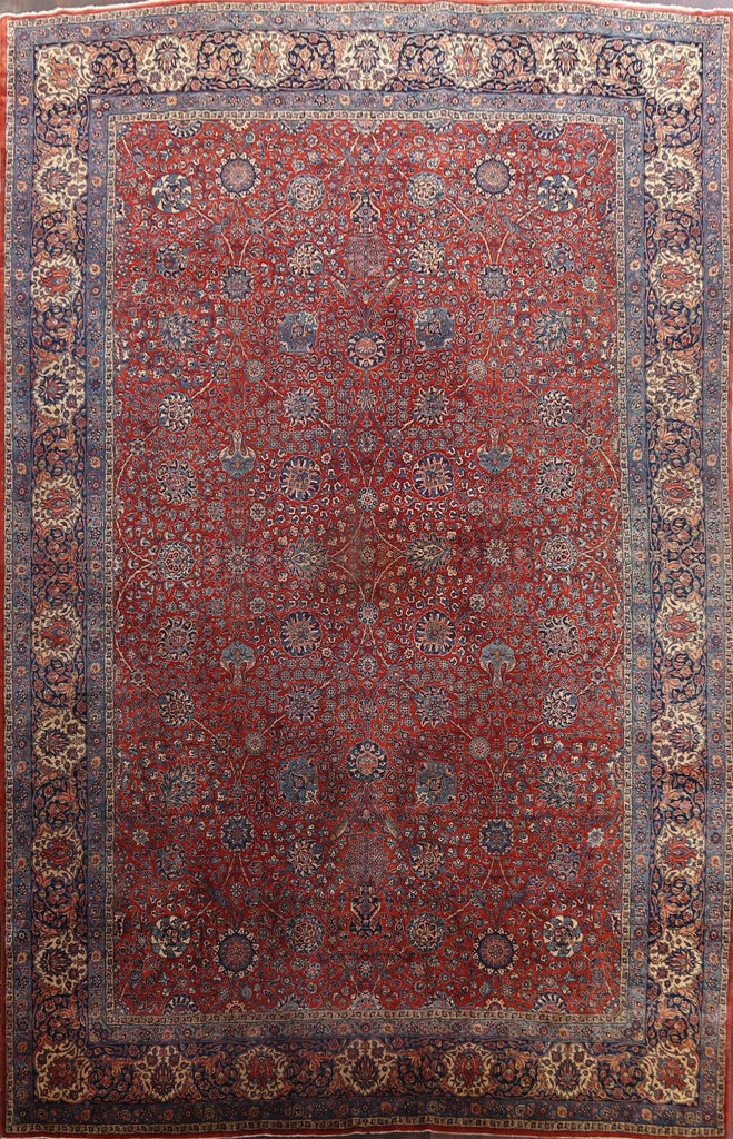 Antique Red Vegetable Dye Sarouk Persian Rug 13x18