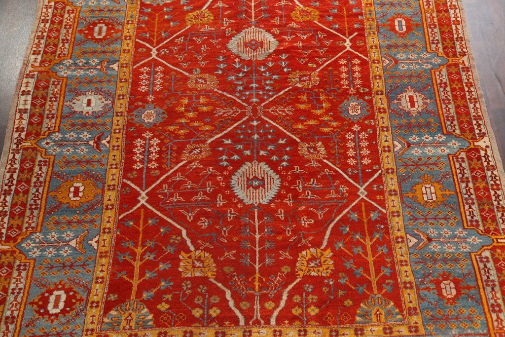 Pre-1900 Antique Vegetable Dye Oushak Angora Turkish Rug 10x13