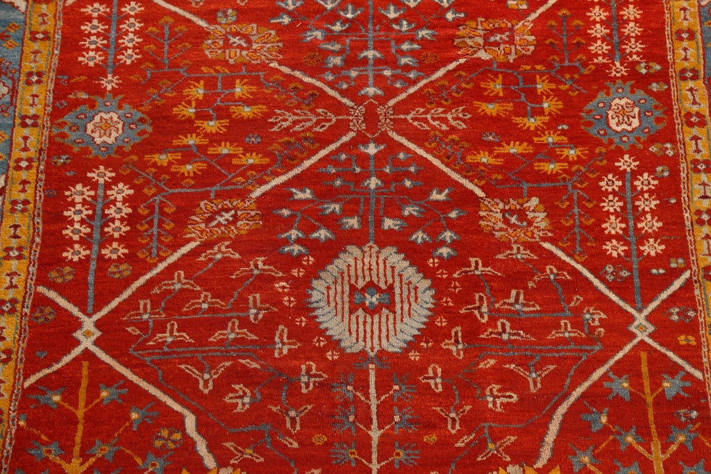 Pre-1900 Antique Vegetable Dye Oushak Angora Turkish Rug 10x13