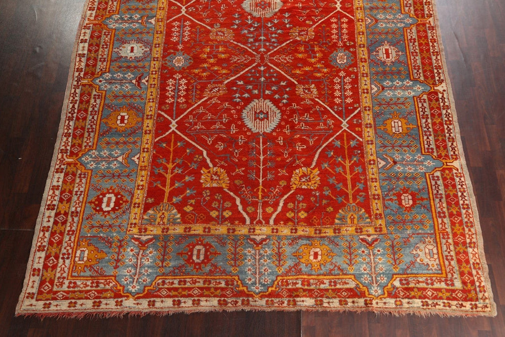 Pre-1900 Antique Vegetable Dye Oushak Angora Turkish Rug 10x13