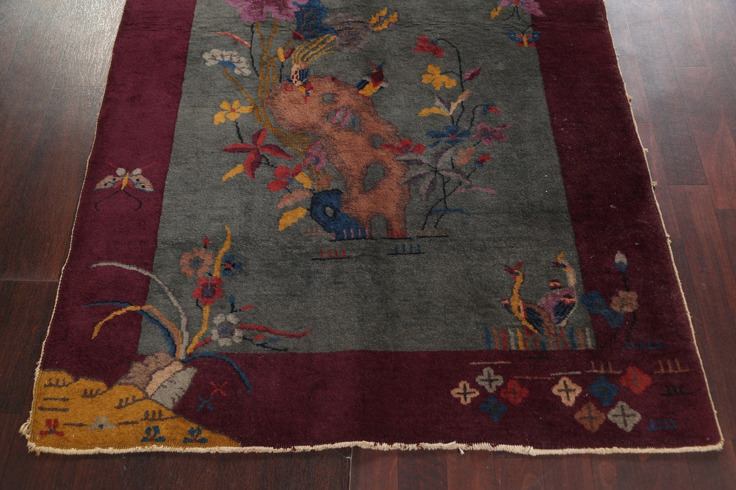 Vegetable Dye Wool Art Deco Oriental Area Rug 4x7