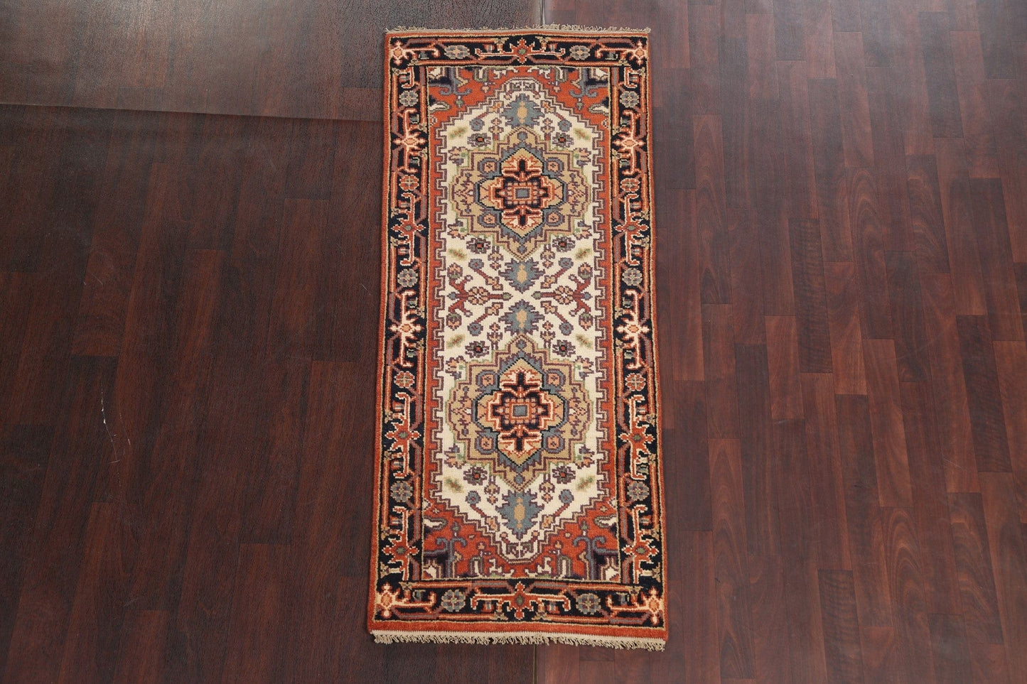 Ivory Wool Heriz Serapi Oriental Runner Rug 2x6