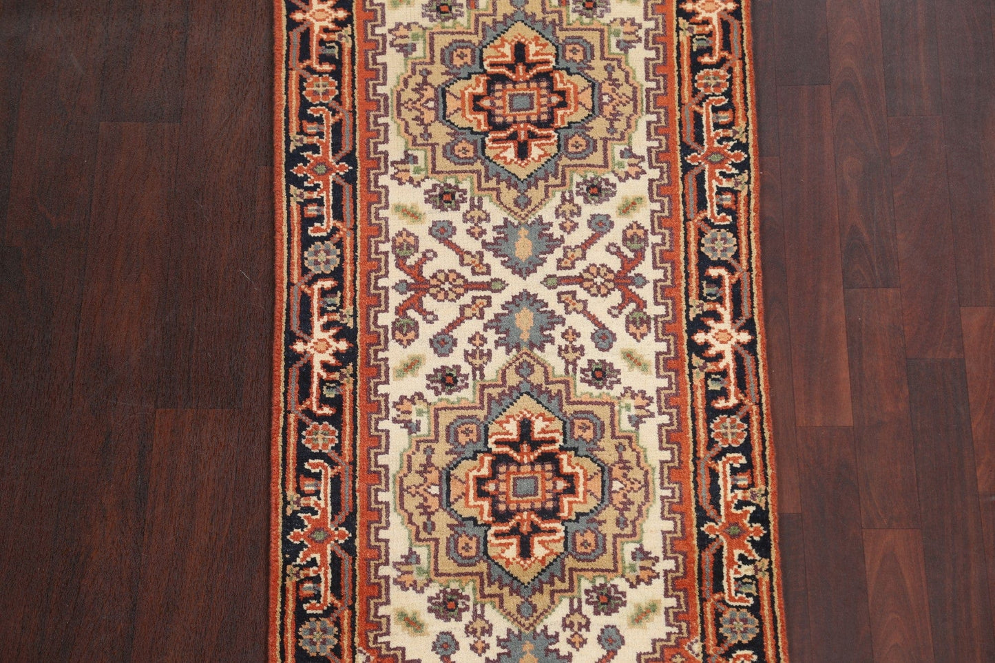 Ivory Wool Heriz Serapi Oriental Runner Rug 2x6