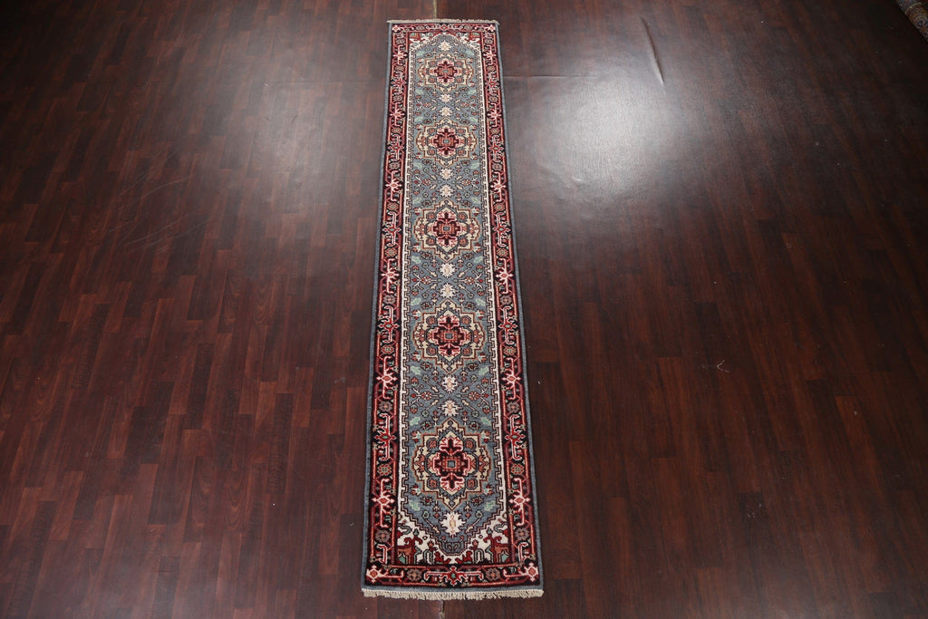 Hand-Knotted Heriz Serapi Oriental Runner Rug 3x11