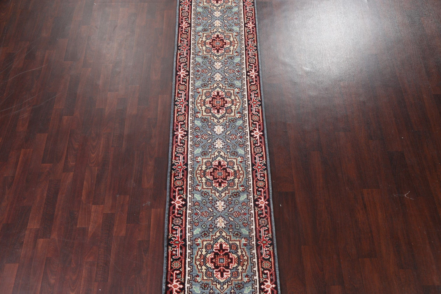 Hand-Knotted Heriz Serapi Oriental Runner Rug 3x11