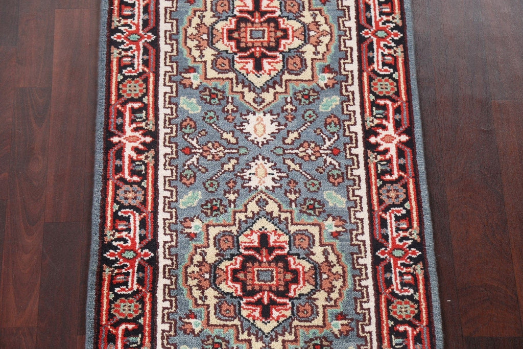 Hand-Knotted Heriz Serapi Oriental Runner Rug 3x11