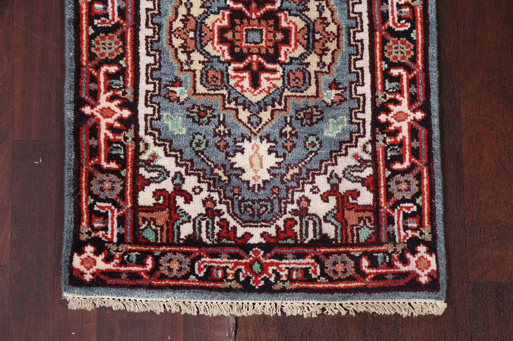 Hand-Knotted Heriz Serapi Oriental Runner Rug 3x11