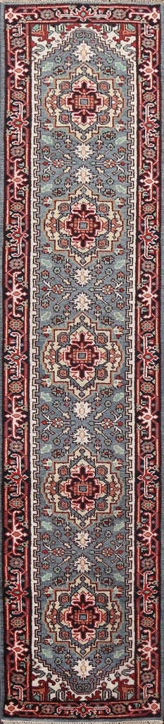 Hand-Knotted Heriz Serapi Oriental Runner Rug 3x11