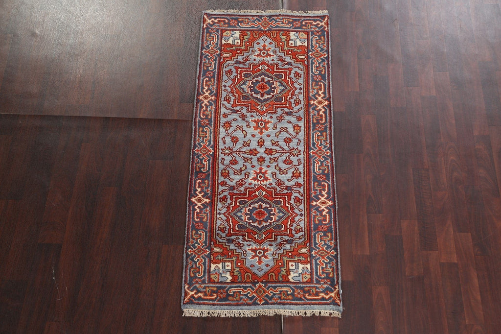 Light Blue/ Red Heriz Serapi Oriental Wool Rug 3x6