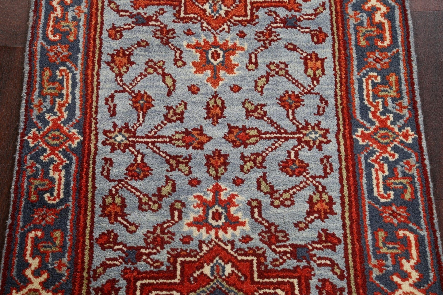 Light Blue/ Red Heriz Serapi Oriental Wool Rug 3x6