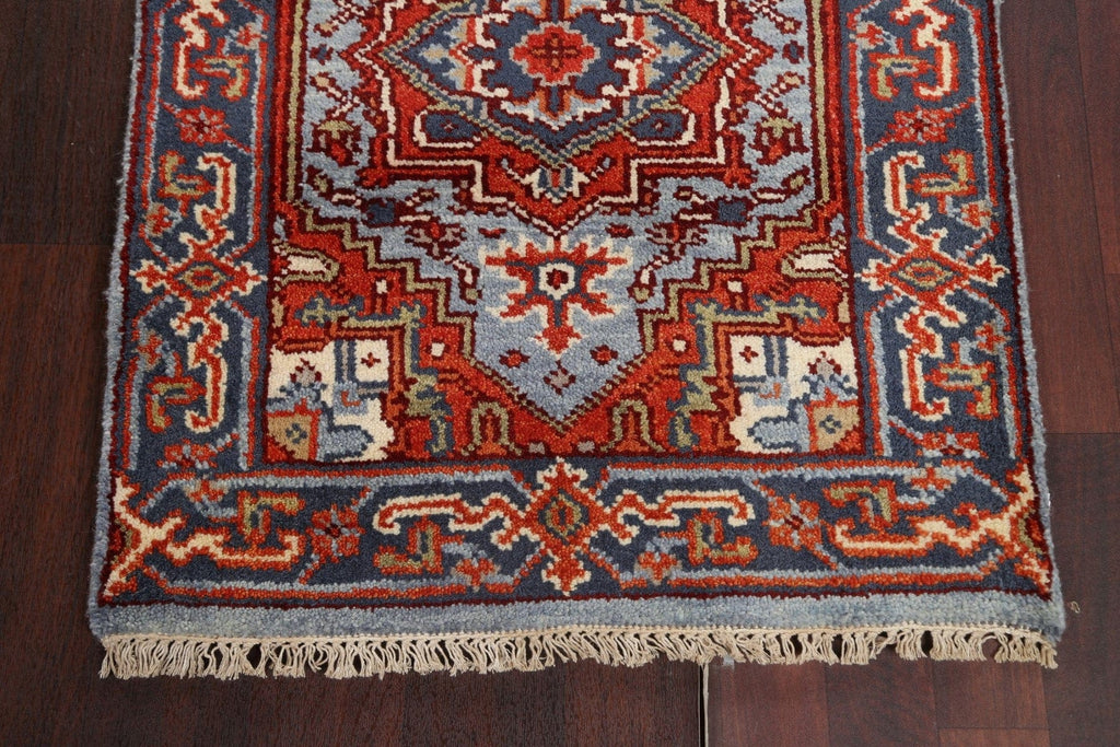 Light Blue/ Red Heriz Serapi Oriental Wool Rug 3x6