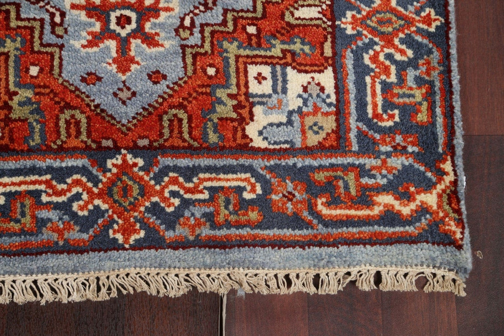 Light Blue/ Red Heriz Serapi Oriental Wool Rug 3x6