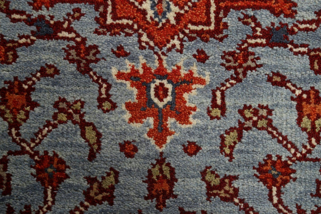 Light Blue/ Red Heriz Serapi Oriental Wool Rug 3x6