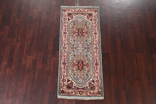 Light Blue Heriz Serapi Oriental Wool Rug 3x6