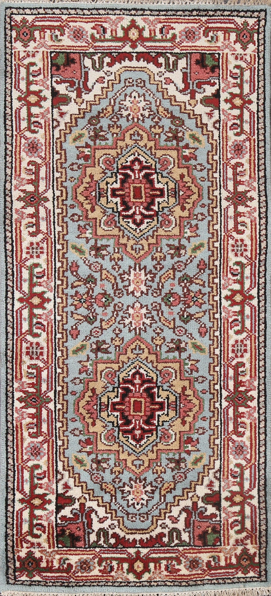 Light Blue Heriz Serapi Oriental Wool Rug 3x6