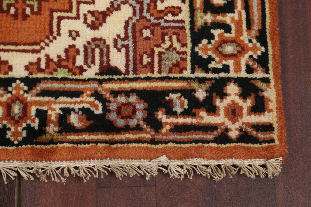 Orange Wool Heriz Serapi Oriental Runner Rug 3x8