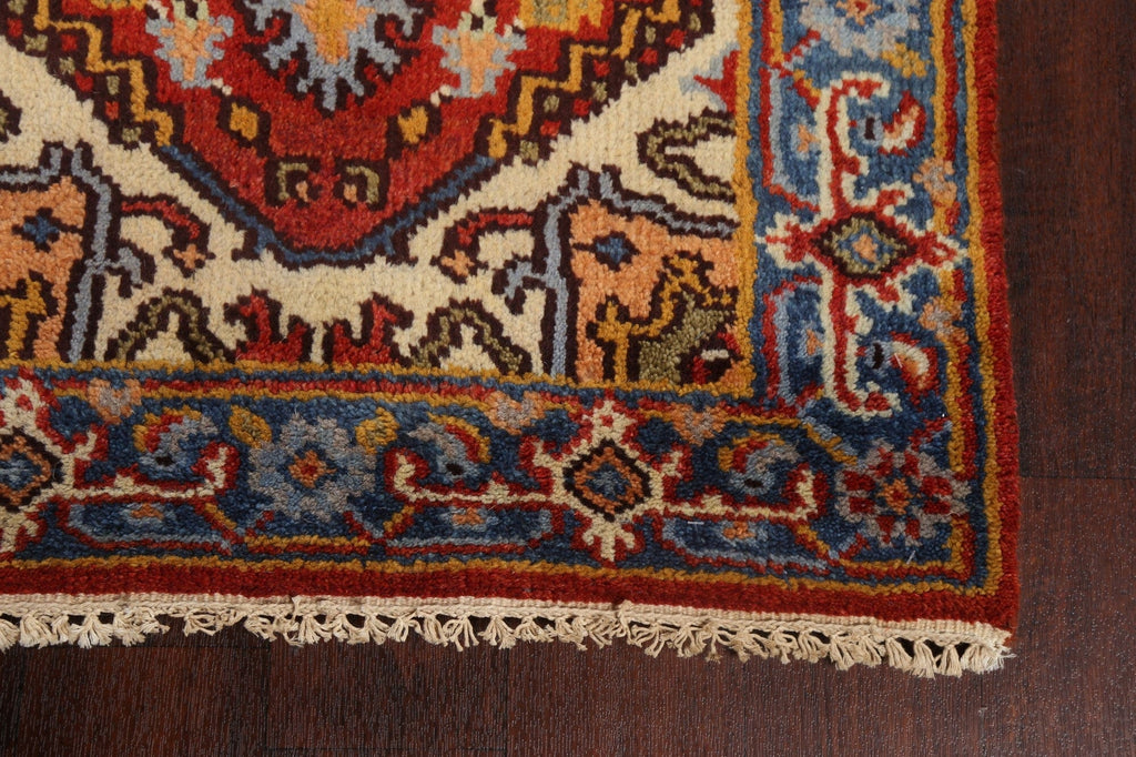 Hand-Knotted Red Heriz Serapi Oriental Runner Rug 3x8