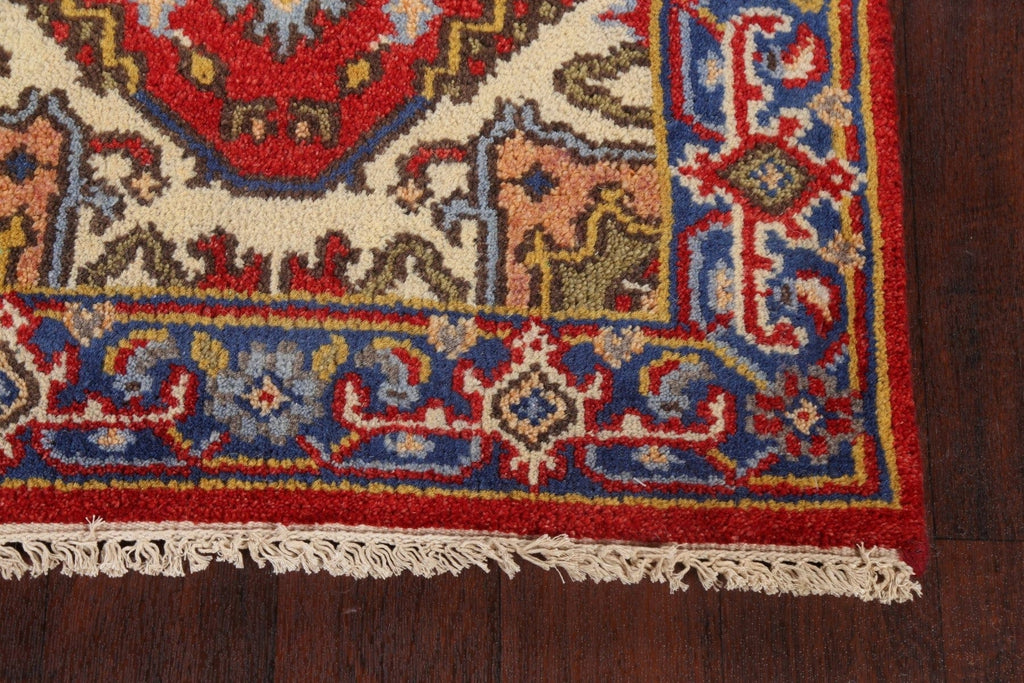 Red Wool Heriz Serapi Oriental Runner Rug 3x8