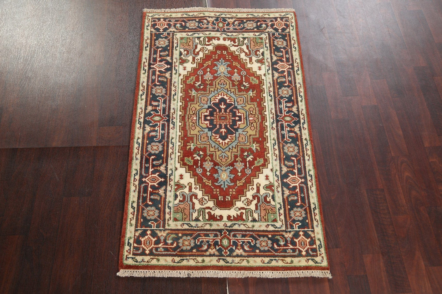 Handmade Red Heriz Serapi Oriental Wool Rug 3x5