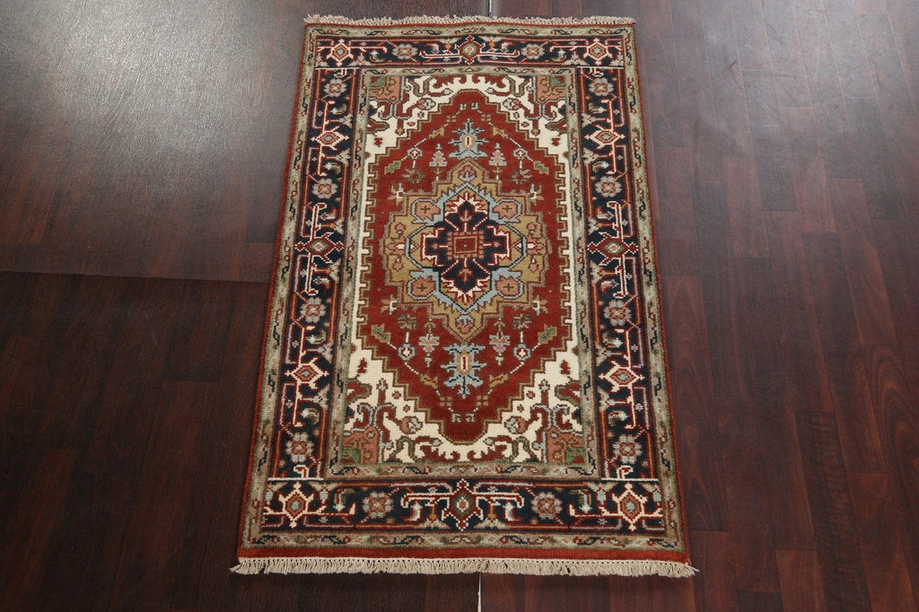 Red Wool Heriz Serapi Oriental Rug 3x5