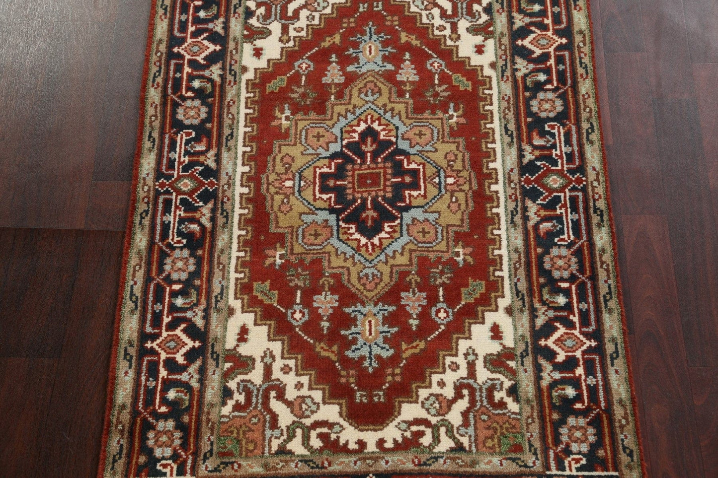 Red Wool Heriz Serapi Oriental Rug 3x5