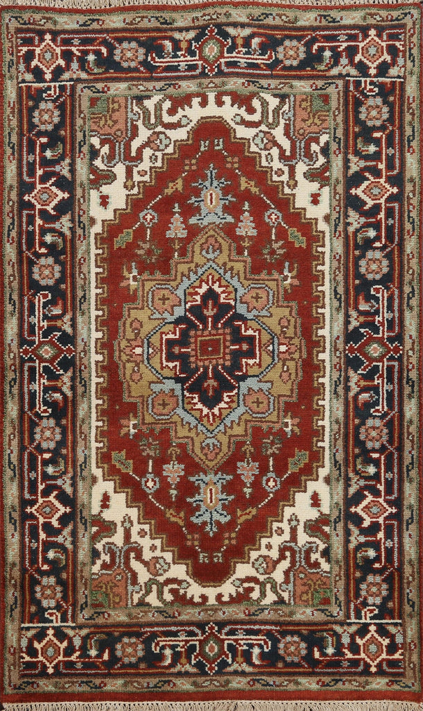 Red Wool Heriz Serapi Oriental Rug 3x5