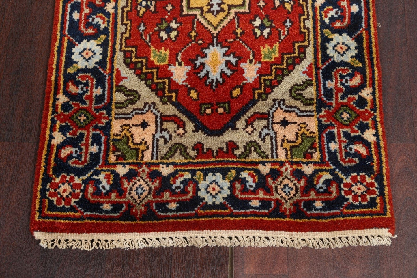 Red Wool Heriz Serapi Oriental Runner Rug 2x8