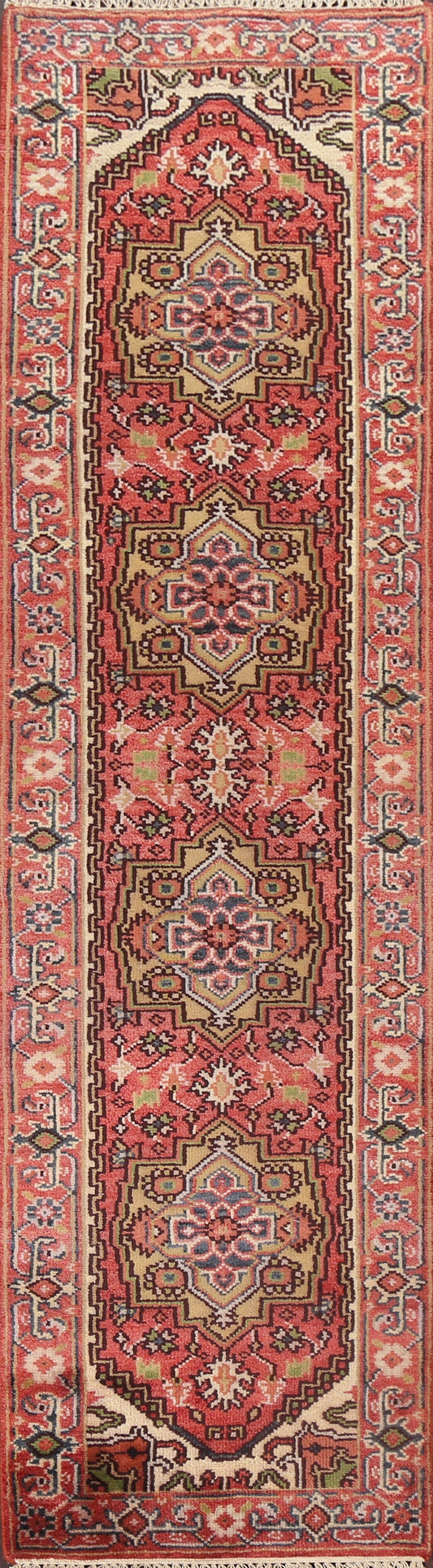 Handmade Wool Heriz Serapi Oriental Runner Rug 3x10