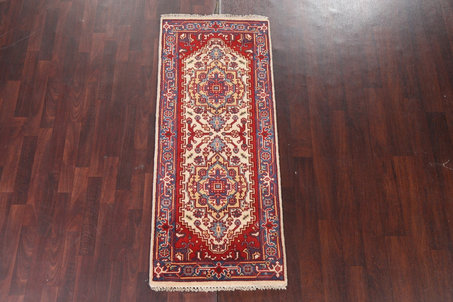 Ivory/ Red Wool Heriz Serapi Oriental Area Rug 3x6