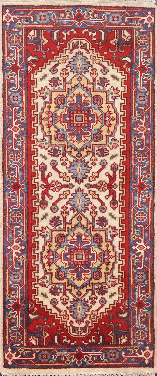 Ivory/ Red Wool Heriz Serapi Oriental Area Rug 3x6