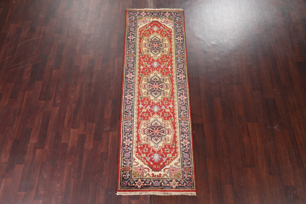 Handmade Wool Heriz Serapi Oriental Runner Rug 3x8