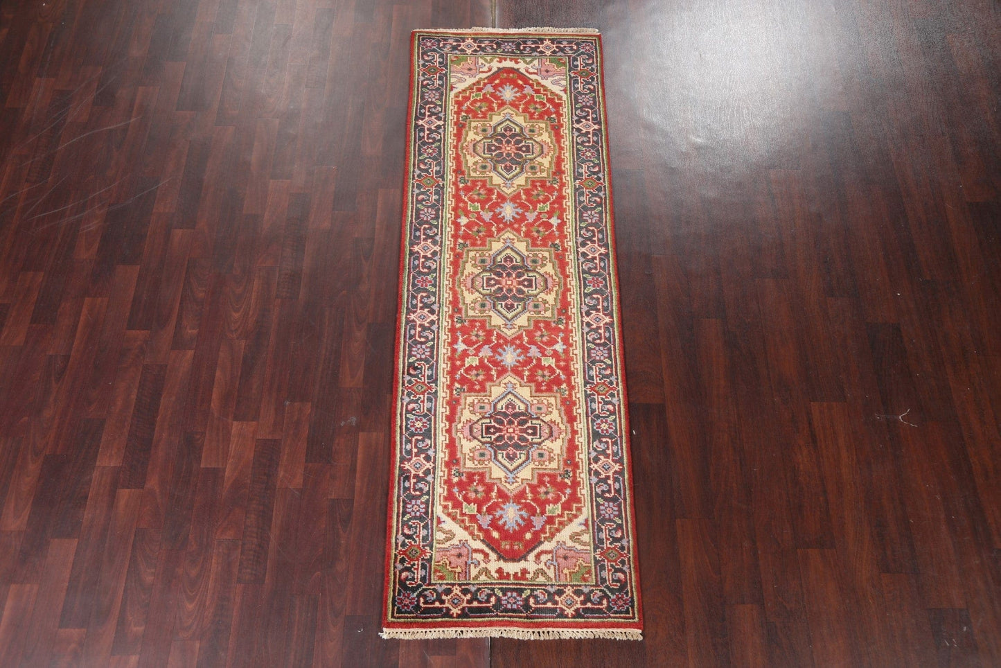 Handmade Wool Heriz Serapi Oriental Runner Rug 3x8